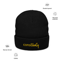 Load image into Gallery viewer, Recycled cuffed beanie &quot;consiSitenCy (Embroidered)&quot;
