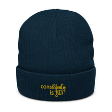 Load image into Gallery viewer, Unisex &quot;consiStenCy is KEY (Embroidered)&quot; Recycled cuffed beanie
