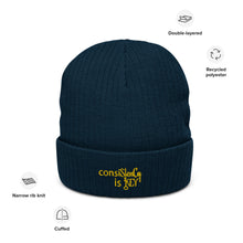 Load image into Gallery viewer, Unisex &quot;consiStenCy is KEY (Embroidered)&quot; Recycled cuffed beanie
